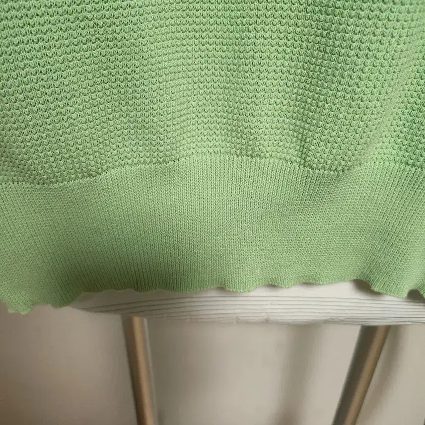 [BUNJANG] Karl Lagerfeld Wave Trim Knit Top / 칼 라거펠트 반팔 니트 그린 77
