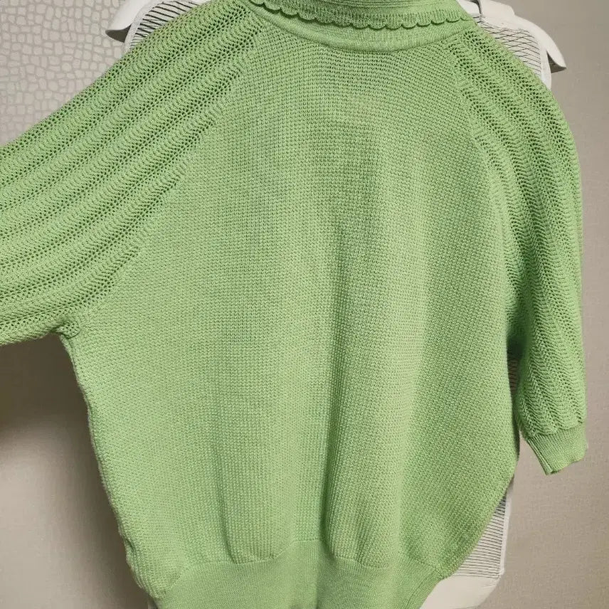 [BUNJANG] Karl Lagerfeld Wave Trim Knit Top / 칼 라거펠트 반팔 니트 그린 77