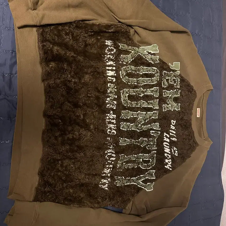 [BUNJANG] Kapital Fleece x Fur Grizzly Sweatshirt - Khaki / 캐피탈 30 플리스 x 퍼 그리즐리 스웨트셔츠 카키