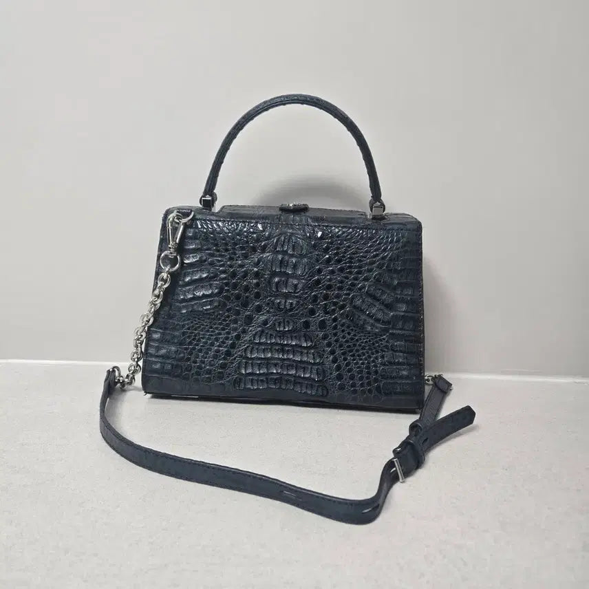 [BUNJANG] Jalmoi Crocodile Leather Chain Shoulder Tote Crossbody Bag / 잘모이   악어가죽 체인  숄더 토드 크로스백