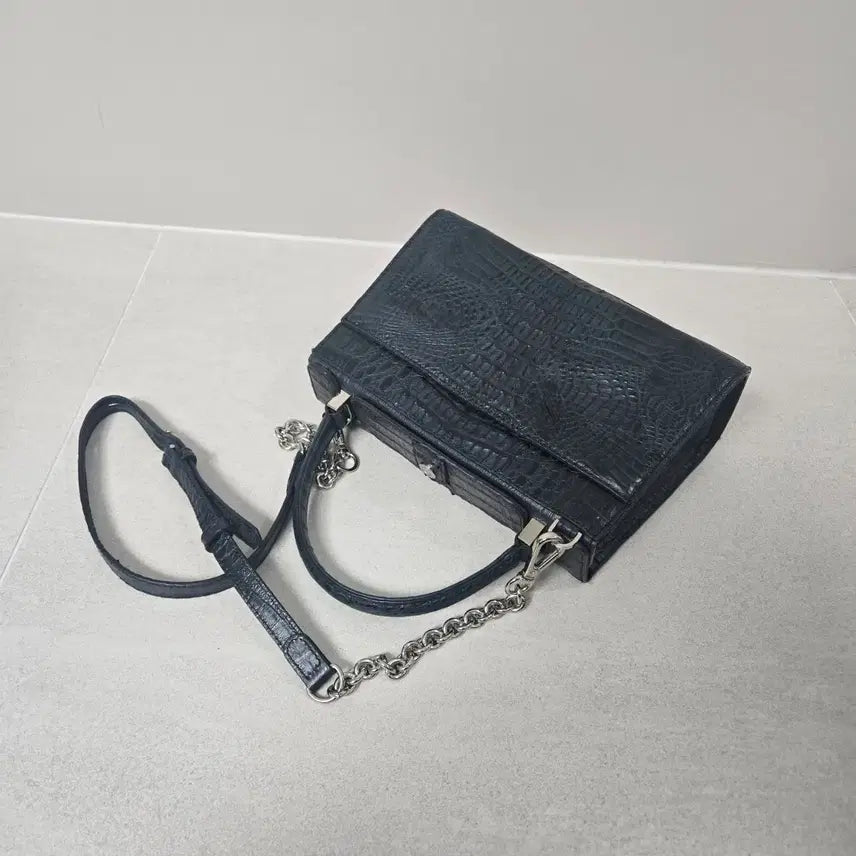 [BUNJANG] Jalmoi Crocodile Leather Chain Shoulder Tote Crossbody Bag / 잘모이   악어가죽 체인  숄더 토드 크로스백