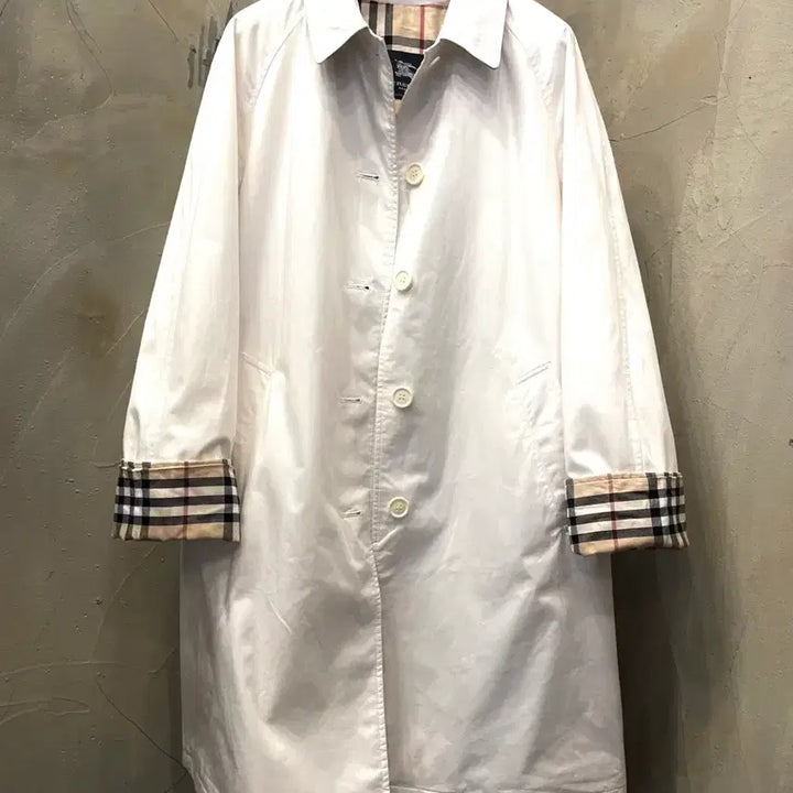 [SOLD OUT] 버버리 런던 화이트 면 폴리 트렌치 코트 66~77