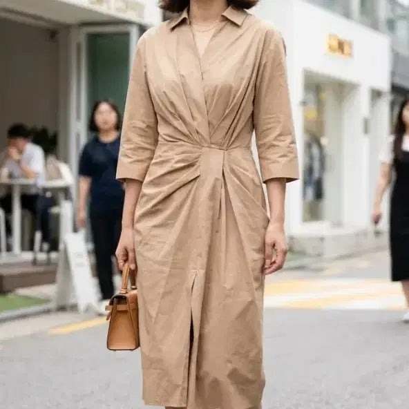 [BUNJANG] Lanvin Beige Wrap Dress / 랑방 원피스 ~55반
