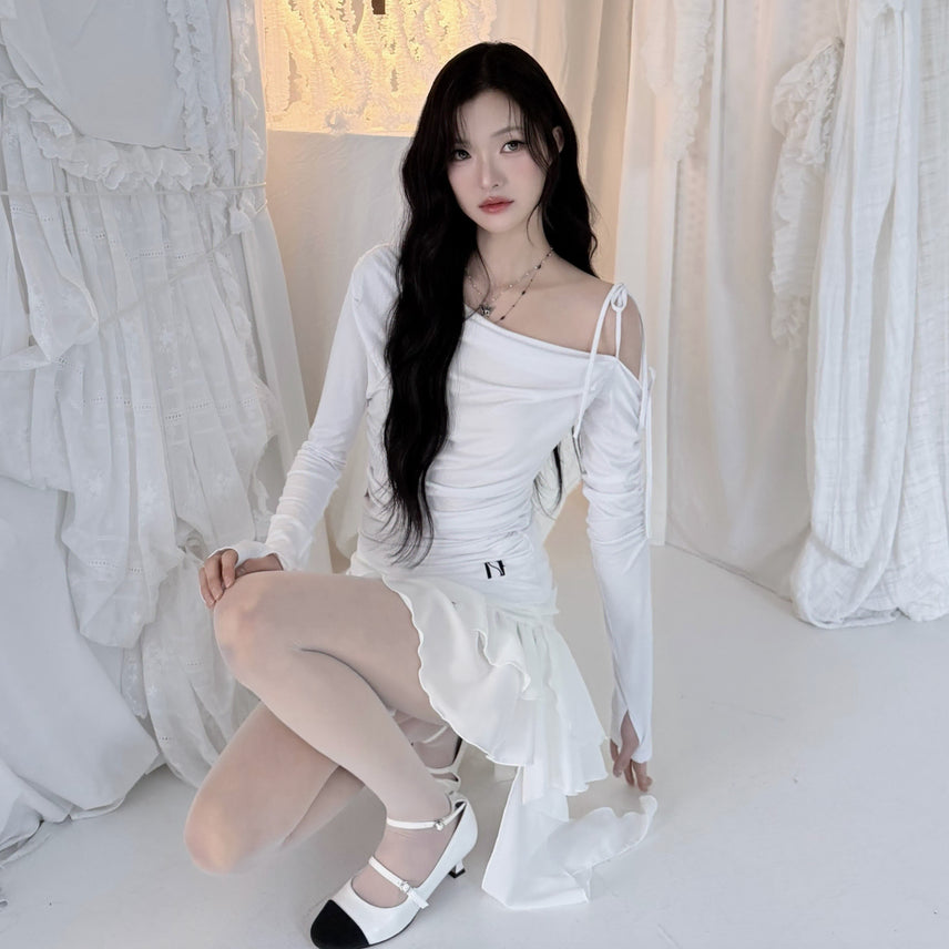 [BUNJANG] Newerlein Cats Draping One-Shoulder Top / 뉴얼린 Cats Draping One-Shoulder Top (새상품)