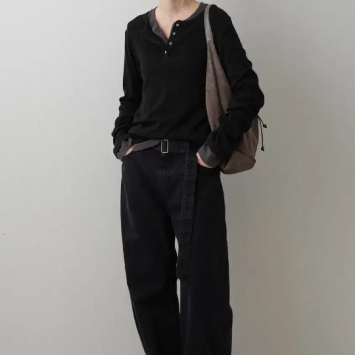 [BUNJANG] Facade Pattern Belted Round Denim Vintage Black XS Jeans / 파사드패턴 벨티드 라운드 데님 vintage black xs