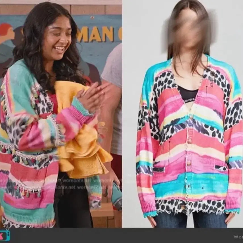 [BUNJANG] R13 Jihoon Multi Stripe Distressed Cardigan / 투어스 지훈님 착용 알써틴 r13 멀티 스트라이프 디스트레스드 가디건