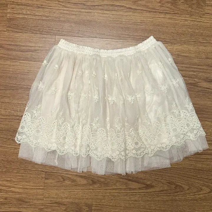 [BUNJANG] Vintage Ivory Lace Chiffon Skirt / 빈티지 레이스 쉬폰 스커트