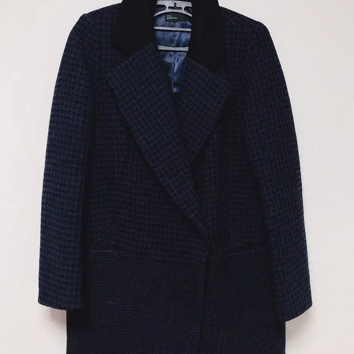 [BUNJANG] Benetton Houndstooth Check Wool Coat / (F) 베네통 여성 울90 하운드 체크 코트 반코트