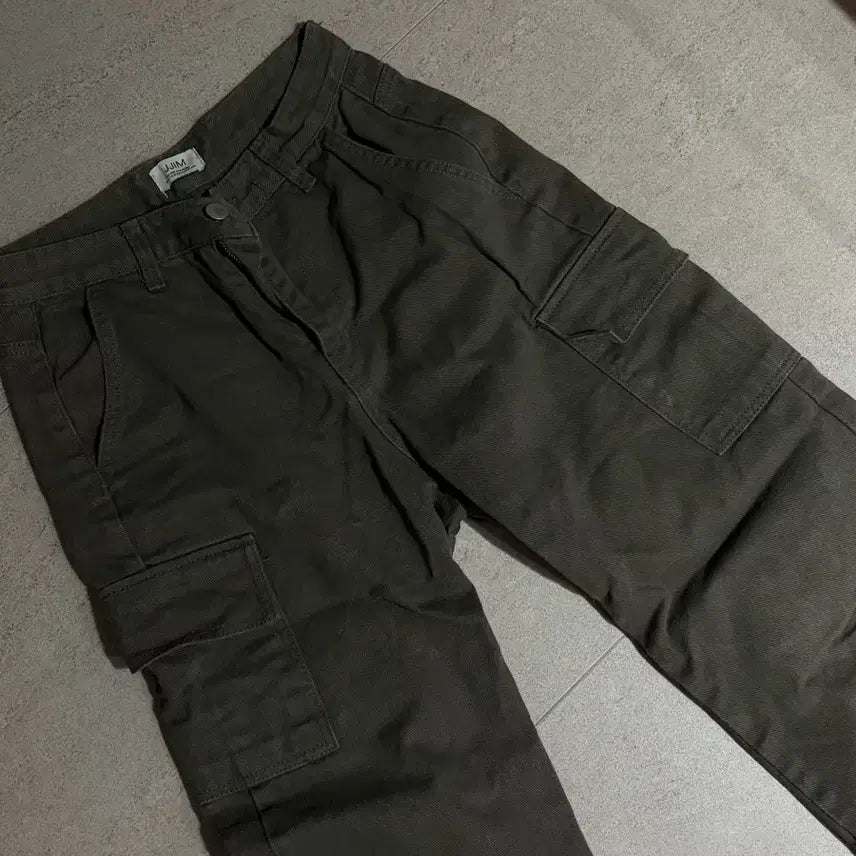[BUNJANG] Pocket Cargo Cotton Wide-leg Pants / 포켓 카고 코튼 와이드업 바지 그레이 s (에이블리 구매)