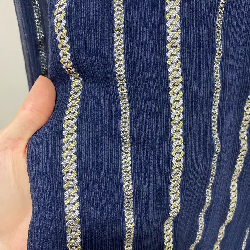[BUNJANG] A.P.C. Navy Gold Chiffon Mini Dress / 아페쎄(A.P.C) 네이비 골드 쉬폰 원피스 S