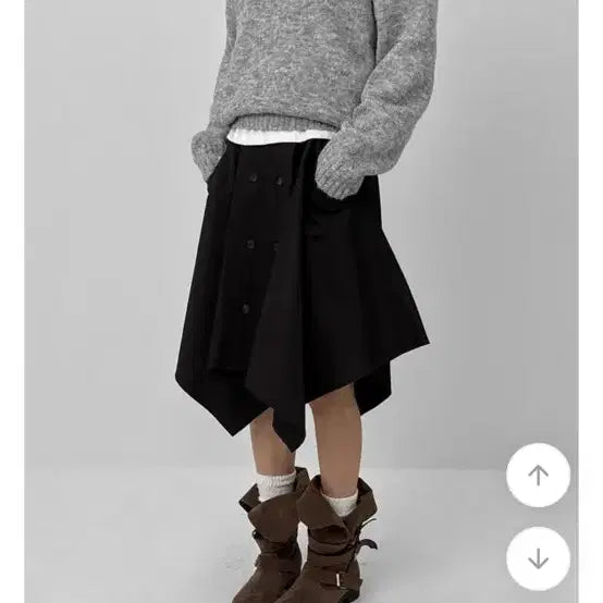 [BUNJANG] Black Up Button Midi Skirt / 블랙업 베이비랩 팁씨 버튼 미디 스커트