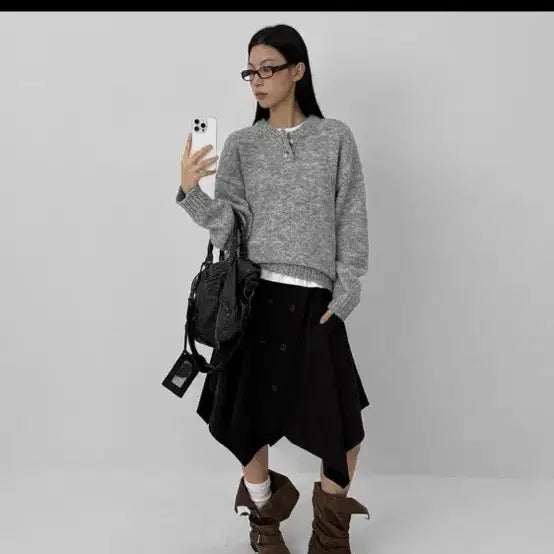 [BUNJANG] Black Up Button Midi Skirt / 블랙업 베이비랩 팁씨 버튼 미디 스커트