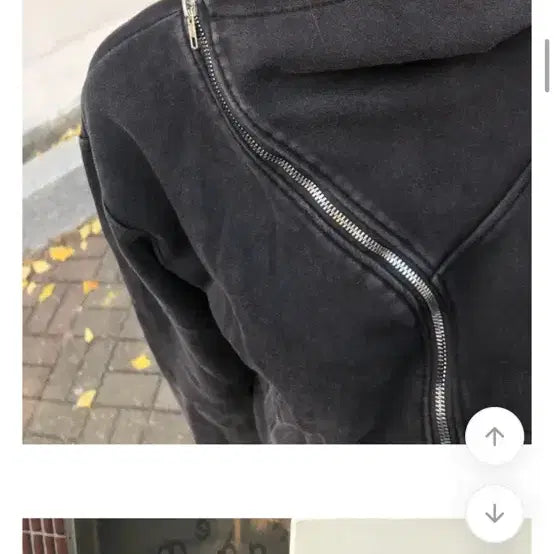 [BUNJANG] Black Up Washed Diagonal Zip-Up Bohemian Seoul Chicwin / 블랙업 워싱 사선 집업 보헤미안서울 시크윈