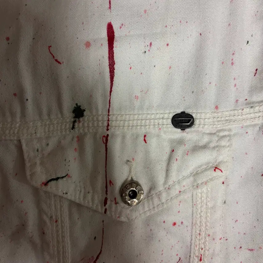 [BUNJANG] Diesel Painted Custom White Shirt Jacket / 디젤 페인팅 커스텀 화이트 자켓 셔츠