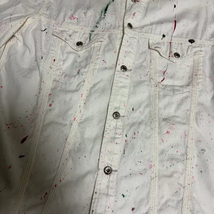 [BUNJANG] Diesel Painted Custom White Shirt Jacket / 디젤 페인팅 커스텀 화이트 자켓 셔츠