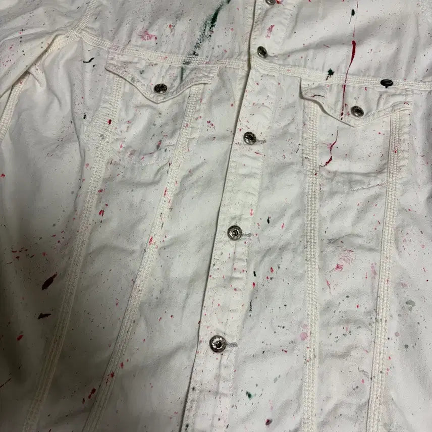 [BUNJANG] Diesel Painted Custom White Shirt Jacket / 디젤 페인팅 커스텀 화이트 자켓 셔츠