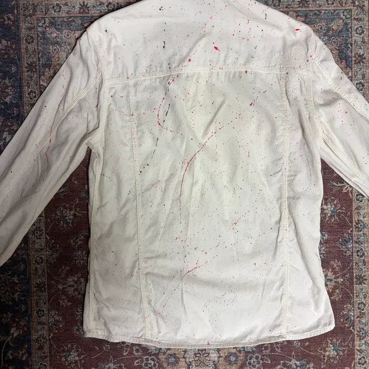 [BUNJANG] Diesel Painted Custom White Shirt Jacket / 디젤 페인팅 커스텀 화이트 자켓 셔츠