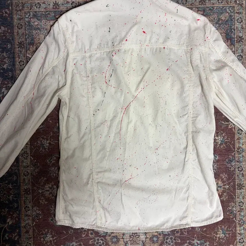 [BUNJANG] Diesel Painted Custom White Shirt Jacket / 디젤 페인팅 커스텀 화이트 자켓 셔츠