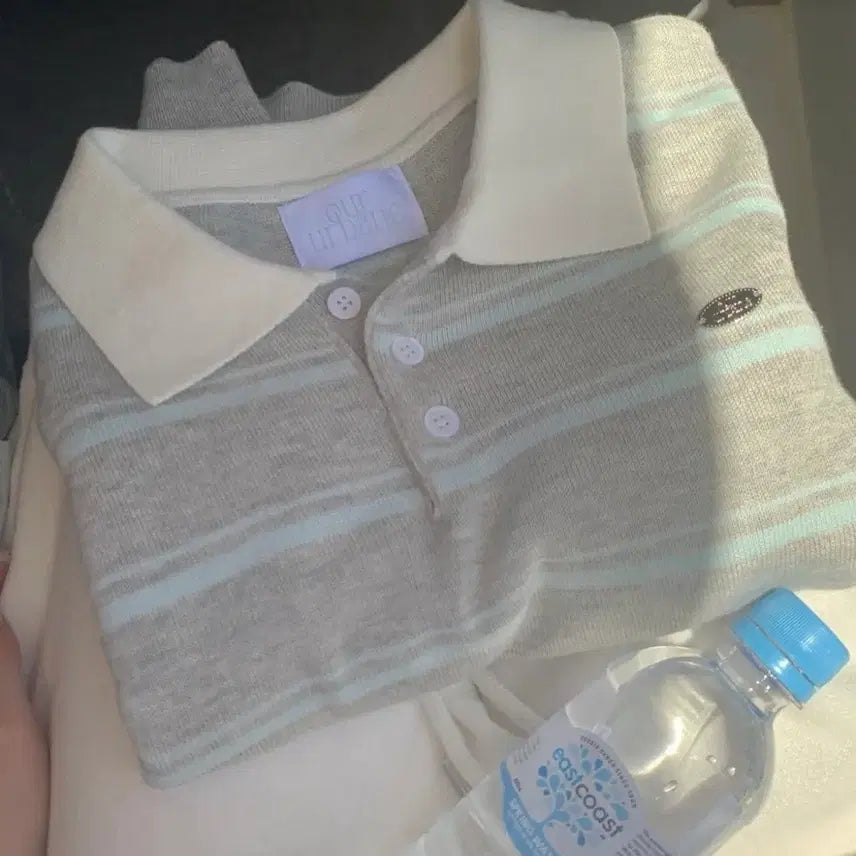 [BUNJANG] Aubein Bongbong Striped Collar Knit / 어베인 봉봉 스트라이프 카라 니트