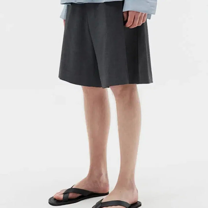 [BUNJANG] Fabrega Folded Tuck Bermuda Pants / [두벌]파브레가 폴디드 턱 버뮤다 팬츠