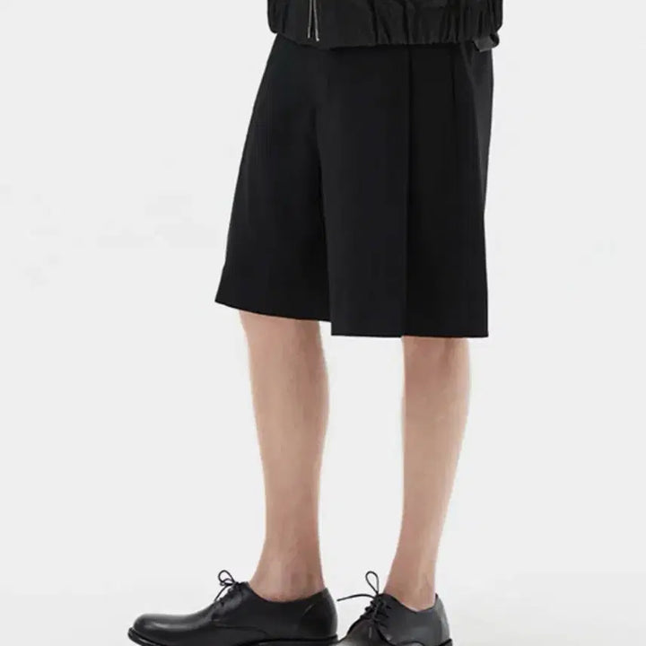 [BUNJANG] Fabrega Folded Tuck Bermuda Pants / [두벌]파브레가 폴디드 턱 버뮤다 팬츠