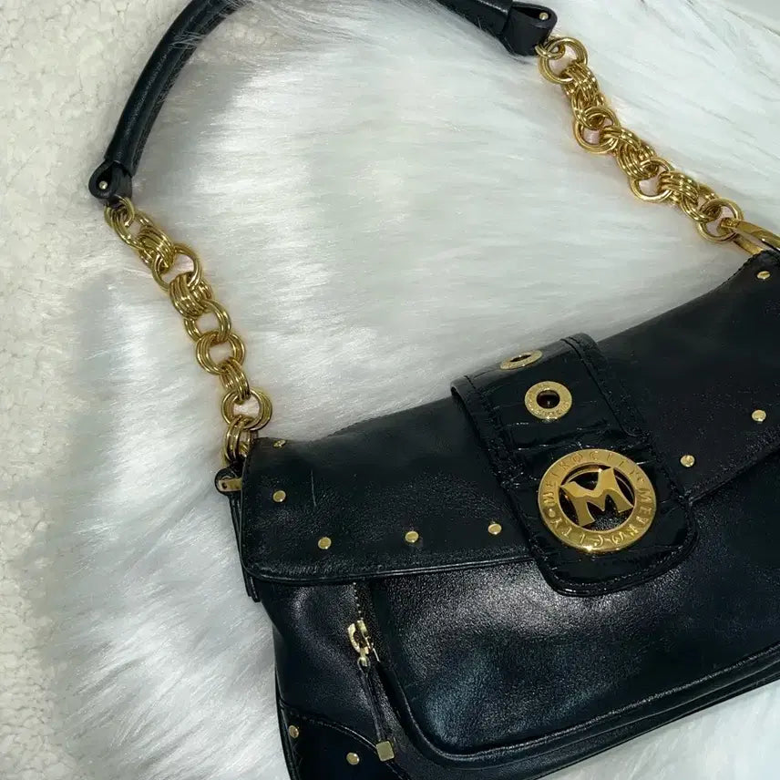 [BUNJANG] Metrocity Black Gold Chain Shoulder Bag / 메트로시티 블랙 골드 체인 숄더백 y2k