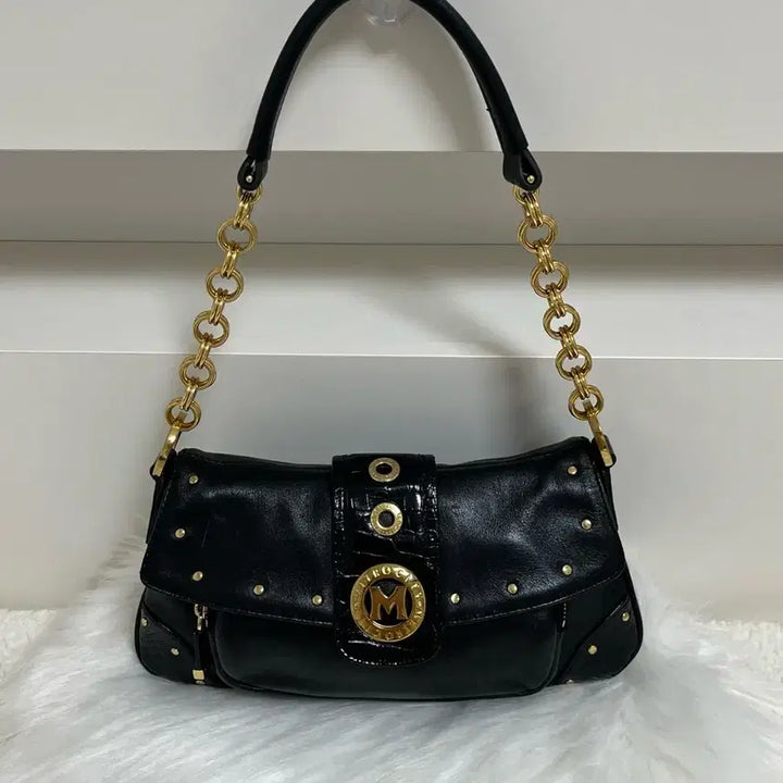 [BUNJANG] Metrocity Black Gold Chain Shoulder Bag / 메트로시티 블랙 골드 체인 숄더백 y2k