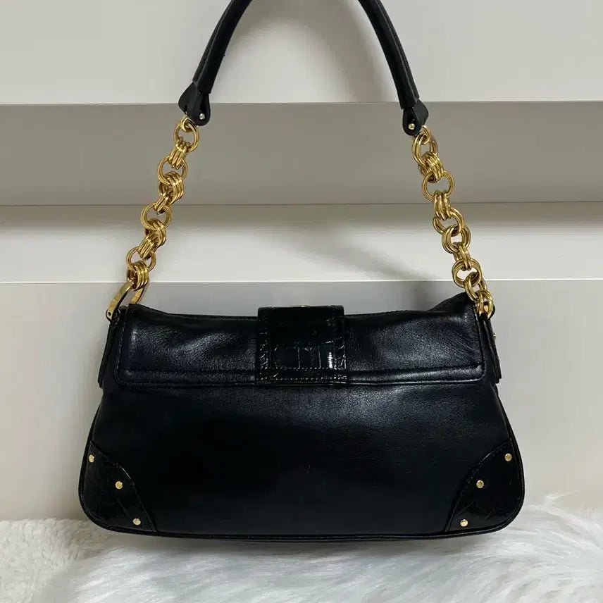 [BUNJANG] Metrocity Black Gold Chain Shoulder Bag / 메트로시티 블랙 골드 체인 숄더백 y2k