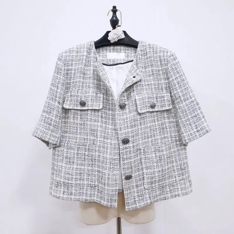 [SOLD OUT] VOV 보브 노카라 반팔 트위드 자켓