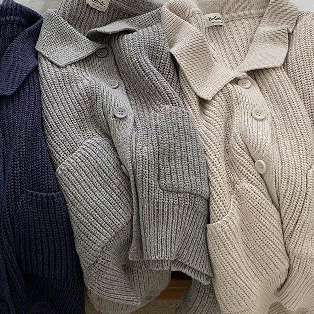 [BUNJANG] Beidelli Hacci Pocket Knit Crop Cardigan / 새상품 베이델리 하찌 카라 포켓 니트 크롭 가디건 새제품 아방 여리핏