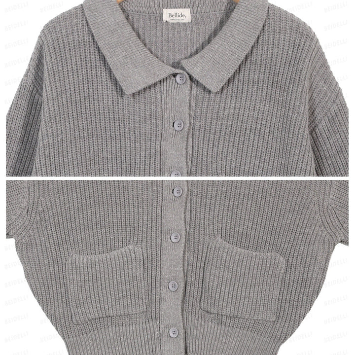 [BUNJANG] Beidelli Hacci Pocket Knit Crop Cardigan / 새상품 베이델리 하찌 카라 포켓 니트 크롭 가디건 새제품 아방 여리핏