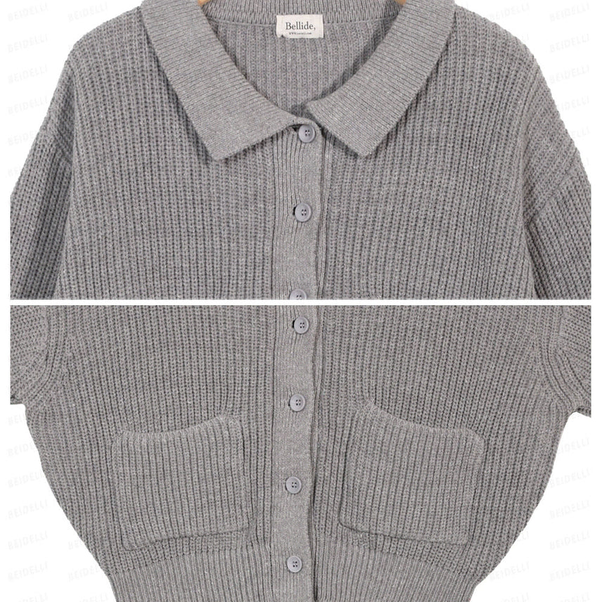 [BUNJANG] Beidelli Hacci Pocket Knit Crop Cardigan / 새상품 베이델리 하찌 카라 포켓 니트 크롭 가디건 새제품 아방 여리핏