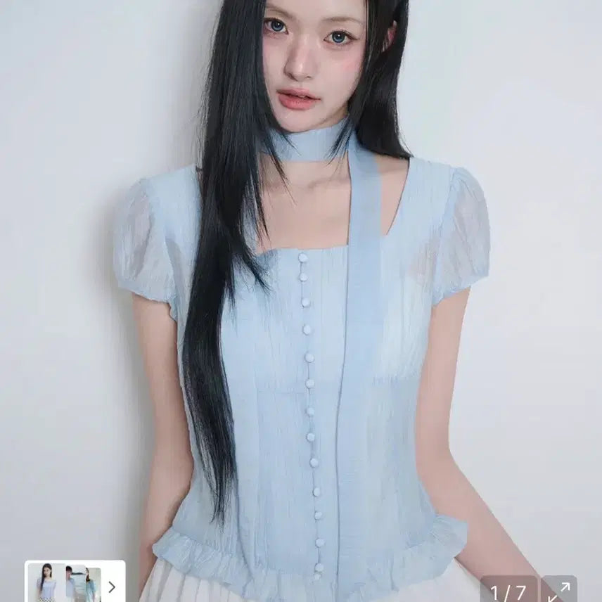 [BUNJANG] 일리고 리본 타이 스퀘어넥 블라우스 / 일리고 리본 타이 스퀘어넥 블라우스
