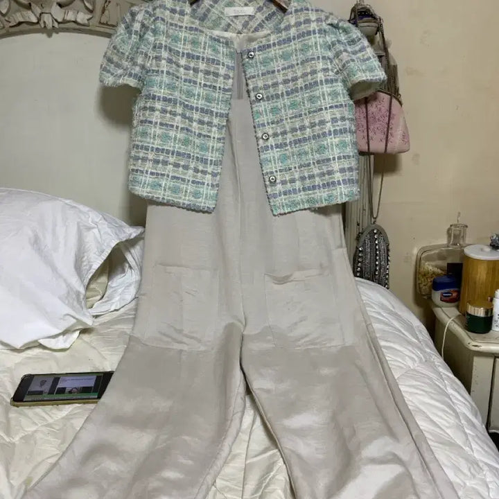 [BUNJANG] Tweed Jacket and Jumpsuit Set / 트위드자켓과점프수트세트세트~
