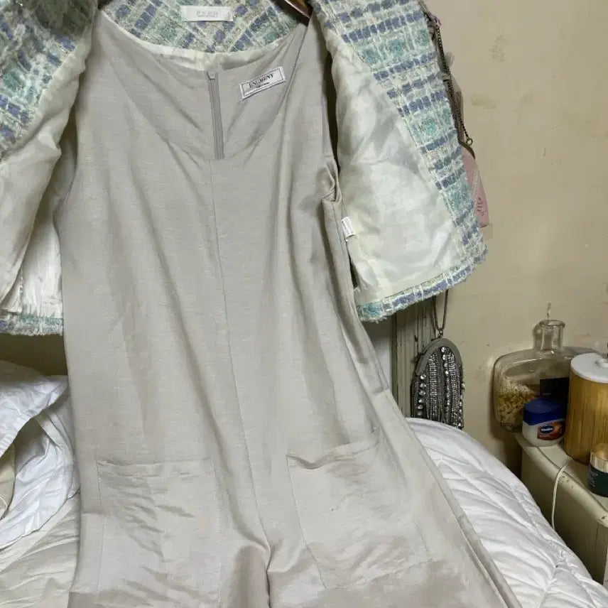 [BUNJANG] Tweed Jacket and Jumpsuit Set / 트위드자켓과점프수트세트세트~