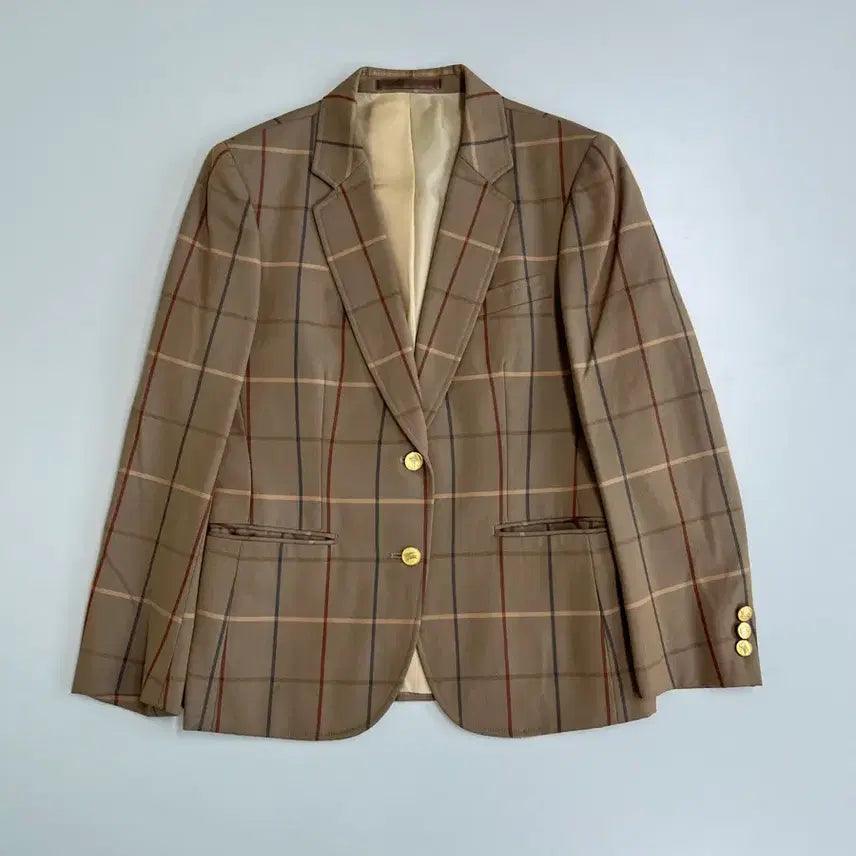 [BUNJANG] Burberry Gold Button Check Blazer / [정품] 버버리 금장 버튼 체크 블레이저