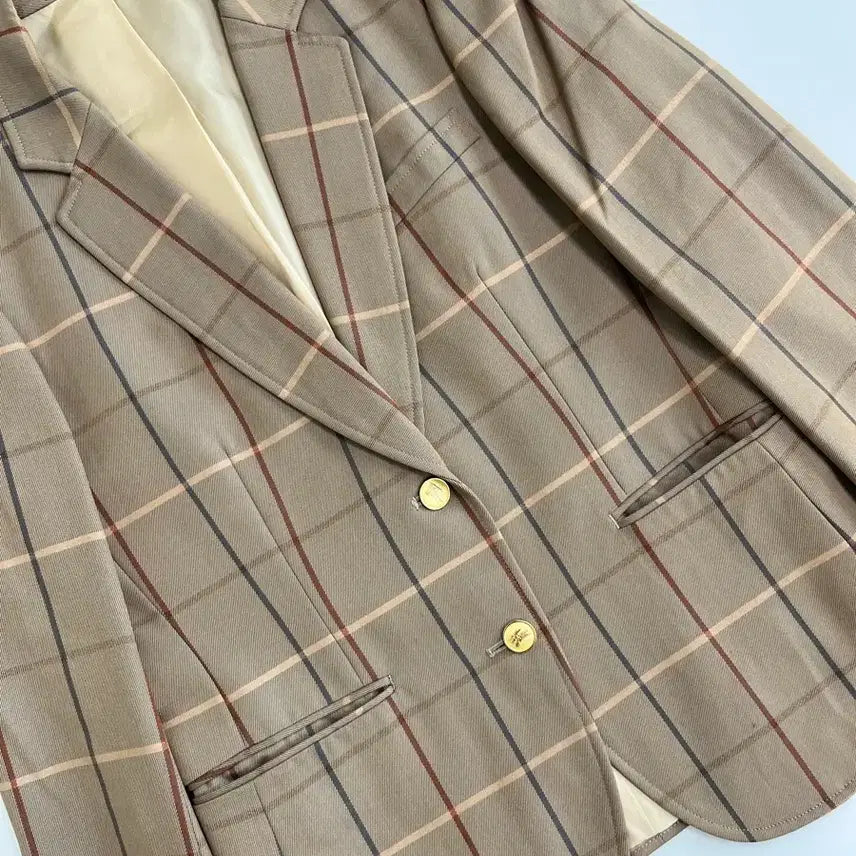 [BUNJANG] Burberry Gold Button Check Blazer / [정품] 버버리 금장 버튼 체크 블레이저