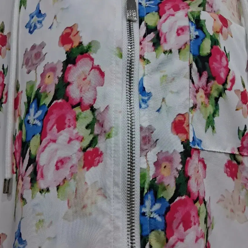 [BUNJANG] Floral Pattern Hooded Zip-up Jacket / 여성 플라워 패턴 후드집업 77까지  벨트 별도로