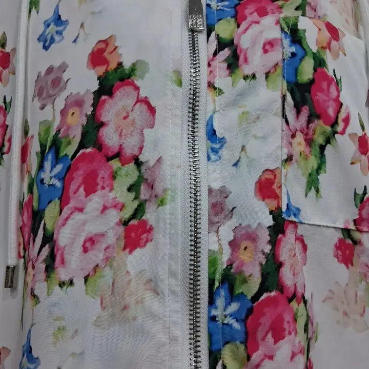 [BUNJANG] Floral Pattern Hooded Zip-up Jacket / 여성 플라워 패턴 후드집업 77까지  벨트 별도로