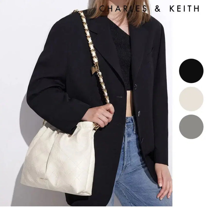 [BUNJANG] Charles &amp; Keith Duo Double Chain Hobo Bag - Cream / 찰스앤키스 듀오 더블 체인 호보백 크림
