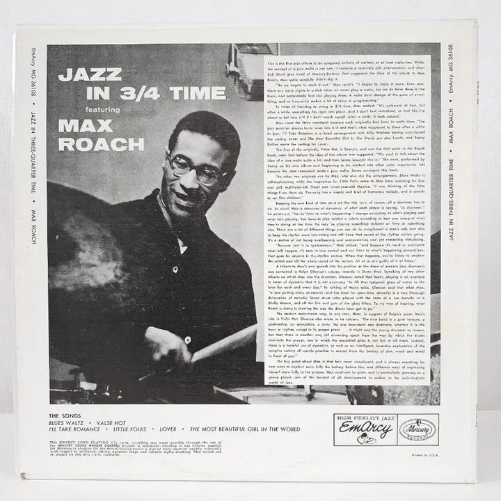 [BUNJANG] Max Roach Jazz in 3/4 Time LP / 맥스 로치(Max Roach)-Jazz in 3/4 Time LP