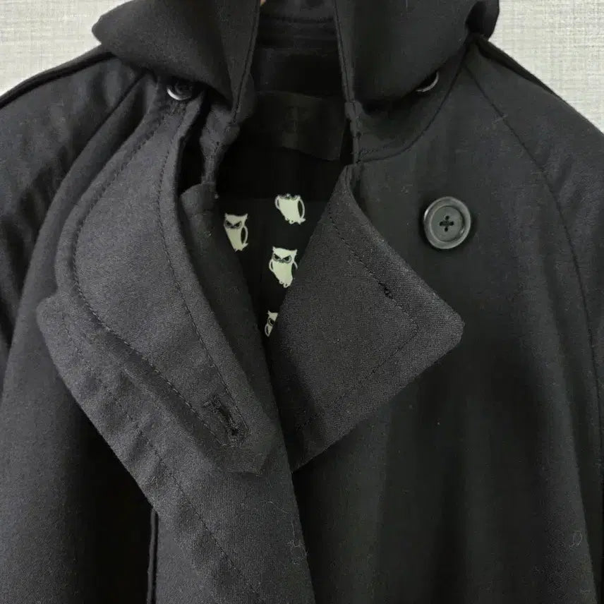[BUNJANG] Lucky Chouette Black Long Coat / 럭키슈에뜨 블랙 롱코트