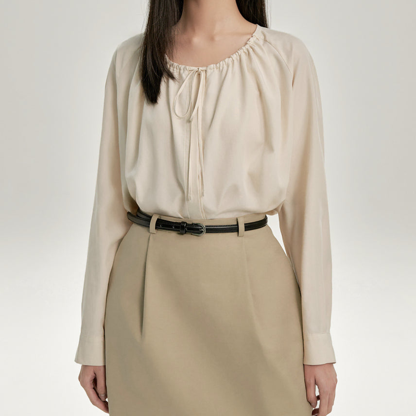 [BUNJANG] Merci Beaucoup Row Shirring Blouse Cream / 메르시비앙 메비 로우 셔링 블라우스