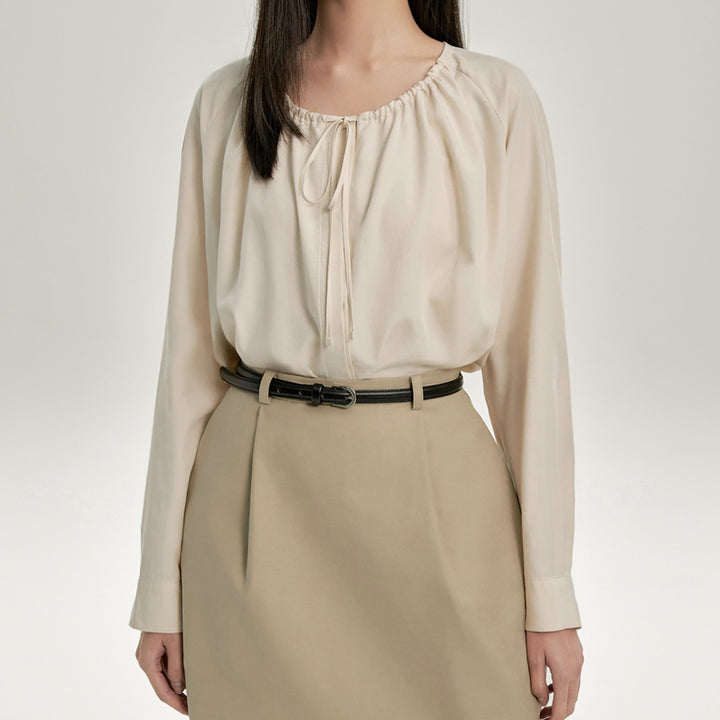 [BUNJANG] Merci Beaucoup Row Shirring Blouse Cream / 메르시비앙 메비 로우 셔링 블라우스