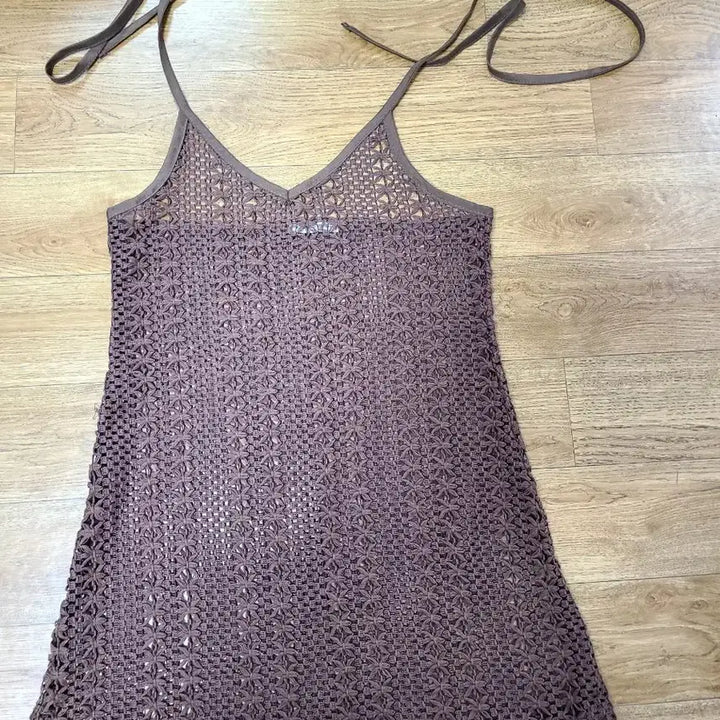 [BUNJANG] Brown Crochet Knit Camisole / 브라운 크로셰 니트 끈나시