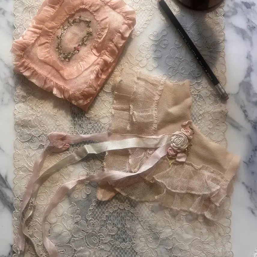 [BUNJANG] Original Antique Hanky &amp; Doll Neck Collar Set / 오리지널 앤티크 행키 &amp; 돌 넥 카라