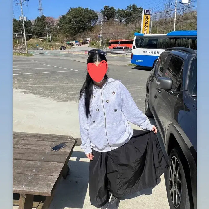 [BUNJANG] Paintchual Stud Circle-ring Hoodie / 페인츄얼 Stud Circle-ring Hoodie-화이트 멜란지