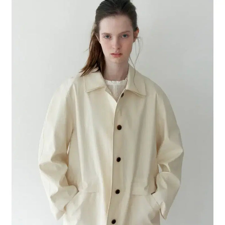 [BUNJANG] THELLE Double Collar Jacket Trench Coat Butter / 더릴 double collar jacket 자켓 트렌치 코트 버터
