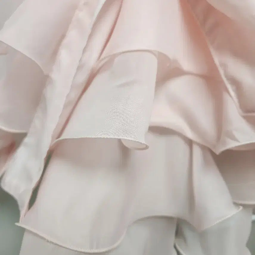 [BUNJANG] Pink Sheer Frill Mini Dress / [새제품] 핑크 시스루 프릴 미니 원피스 free