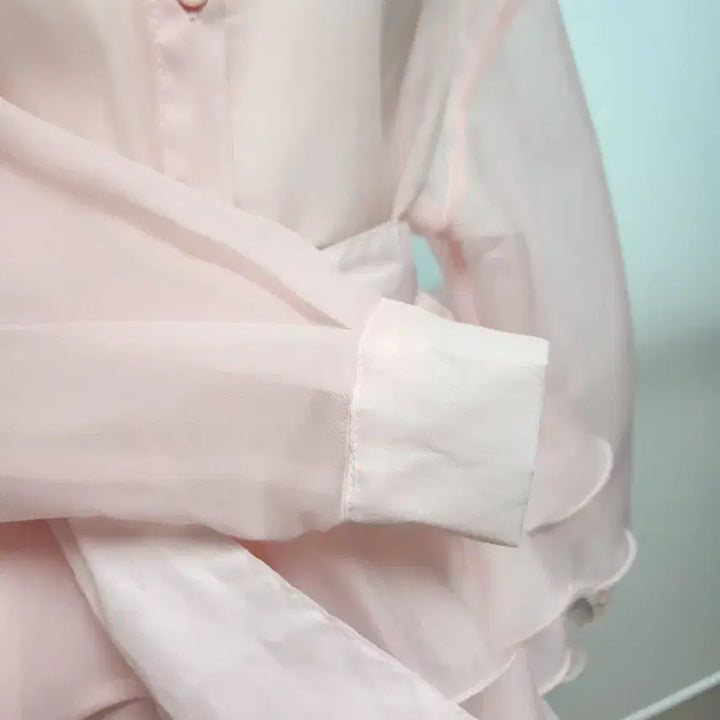 [BUNJANG] Pink Sheer Frill Mini Dress / [새제품] 핑크 시스루 프릴 미니 원피스 free